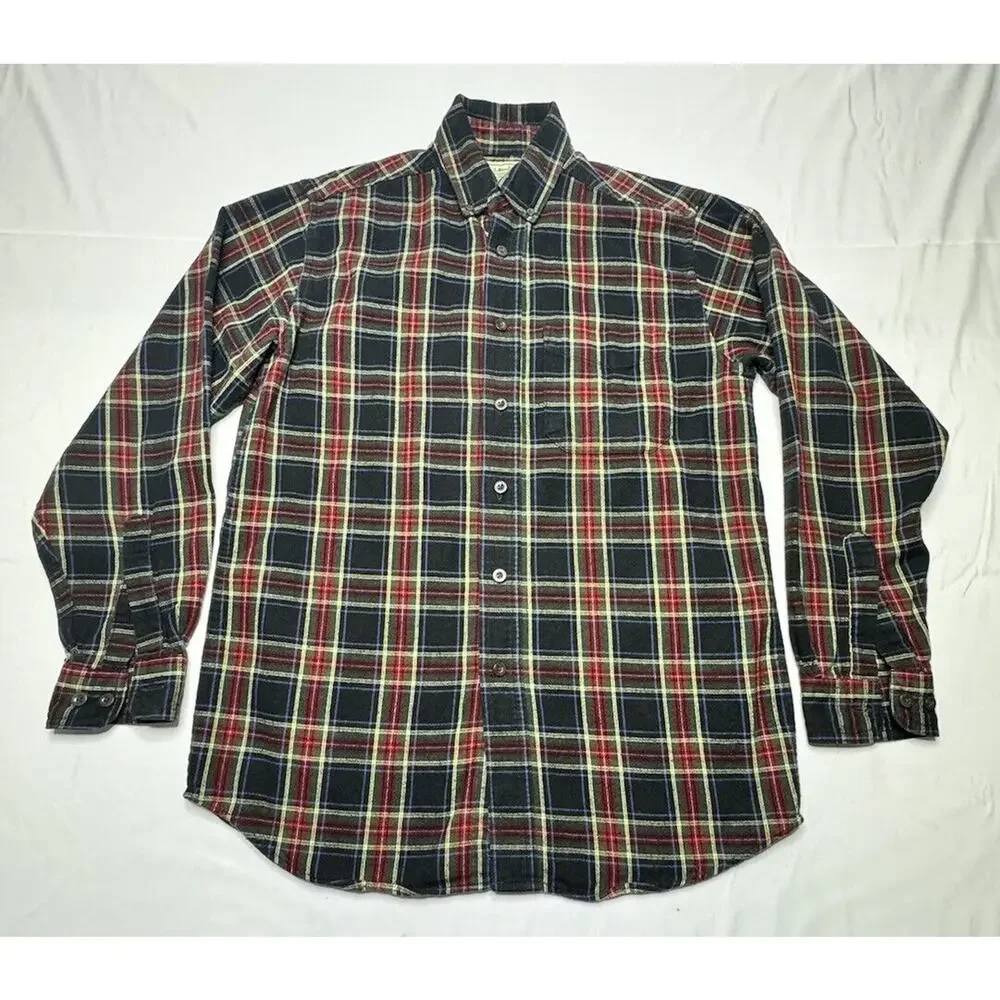 LL Bean Men's Multicolor Plaid Flannel Button Up‎ Shirt - Size S-Reg